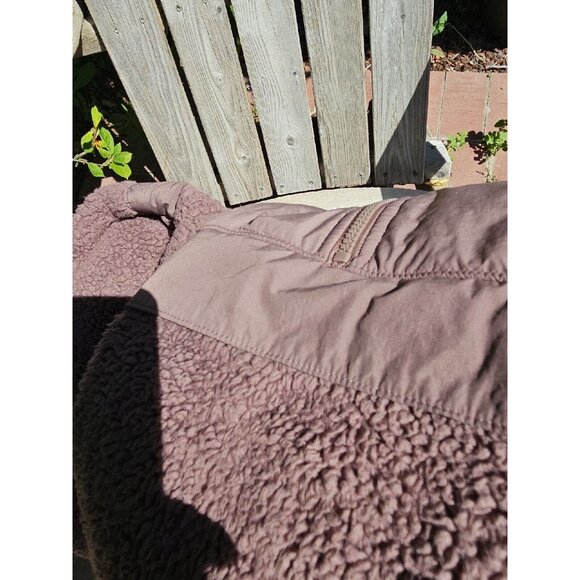 Victorias Secret Sherpa Pullover Sweater Womens L Brown Teddy 1/2 Zip Jacket - Picture 9 of 10